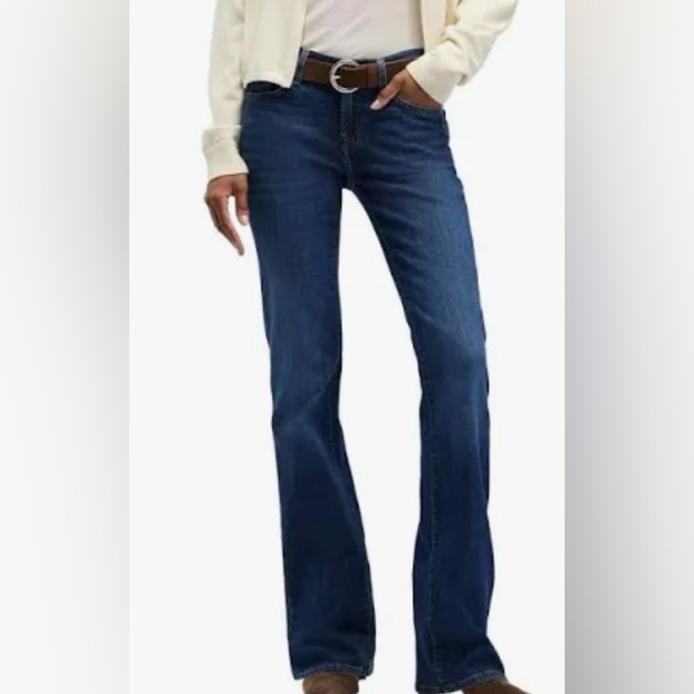 For All Mankind women’s low rise flare jeans slight stretch dark denim size 27